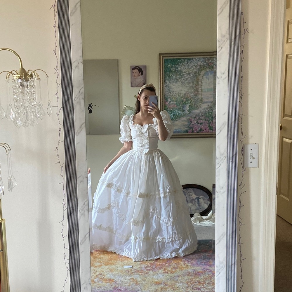 Princess Diana Vintage 80s Wedding Dress Size 0-2 - Picture 7 of 12